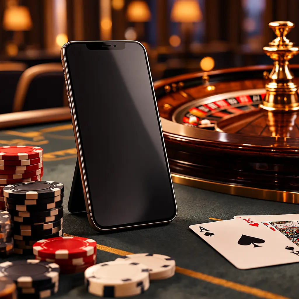 Ponsel di samping meja roulette kasino