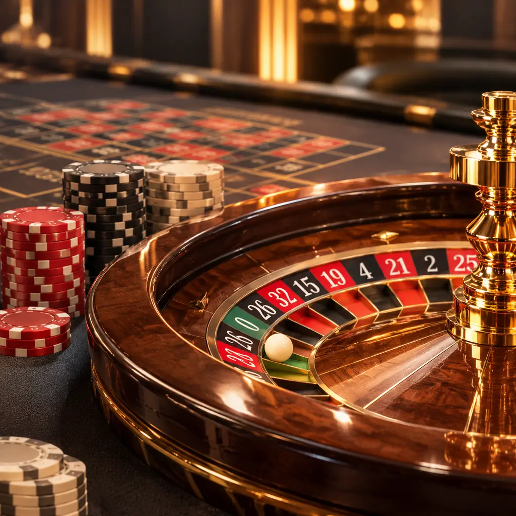 Roda roulette dan tata letak angka di meja kasino