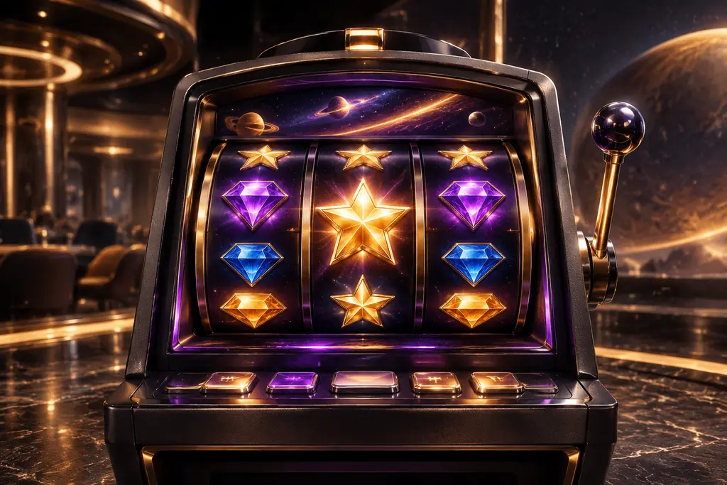 Konsep slot bertema permata dan ruang angkasa